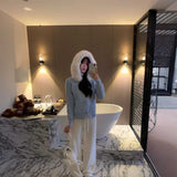 ファーフードニットパーカー