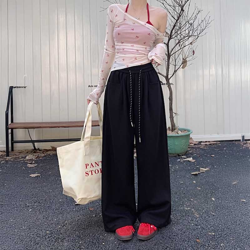 ワイドポケットアクセントドロースウェットパンツ