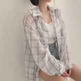 シアーチェックオーバーシャツ