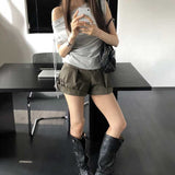 ロールアップタックショートパンツ