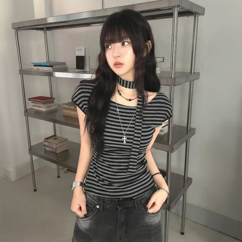 アレンジリボンショートスリーブトップス