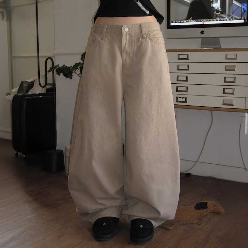 バックレースアップワイドパンツ