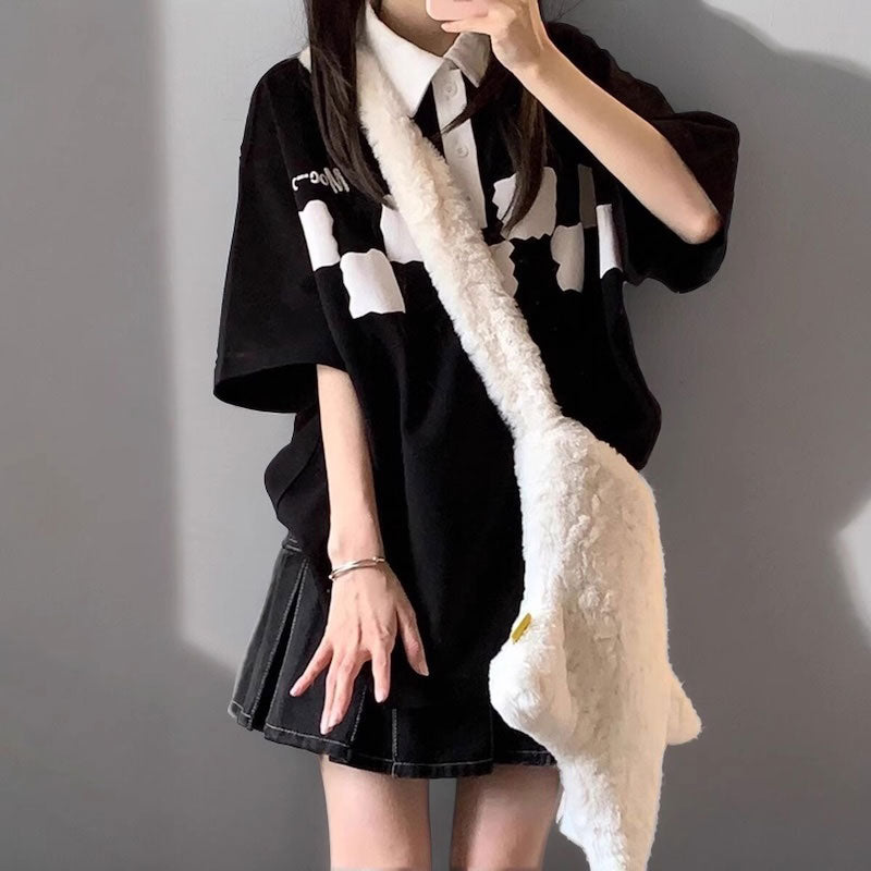 チェッカーモザイクポロTシャツ