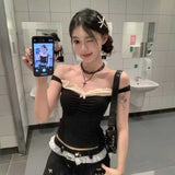 オフショルダーレースフィットトップス