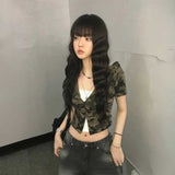 半袖カモフラージュクロップドパーカー