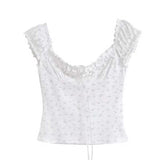 リボンフラワーフレンチスリーブTシャツ
