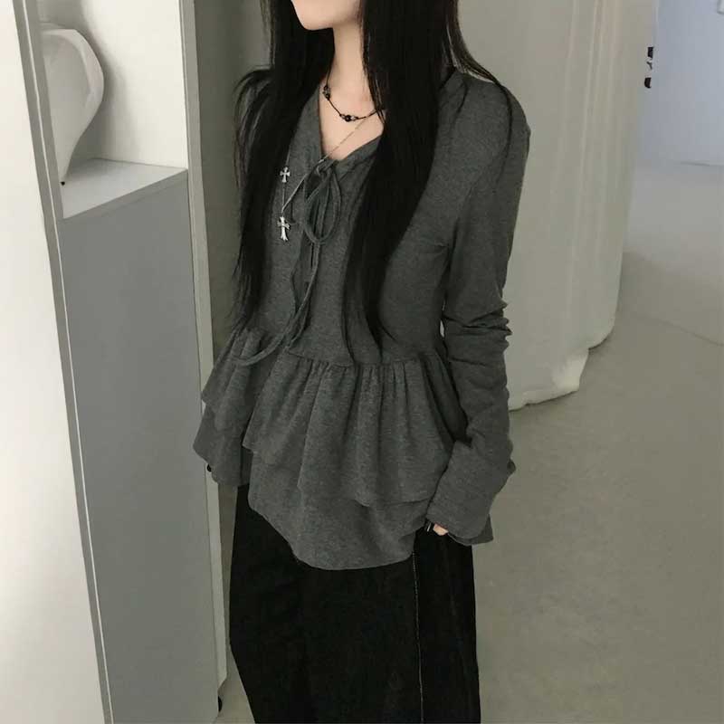 ダブルフレアボタンリボンチュニック