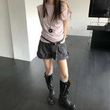 ロールアップタックショートパンツ