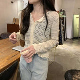 レース編みスルーカーディガン
