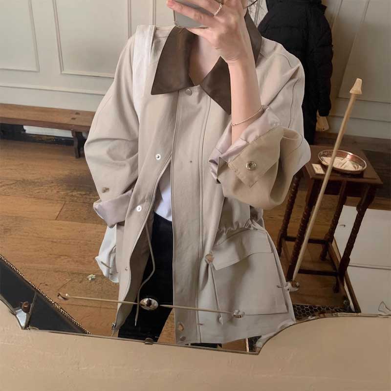 ウエストドローバイカラージャケット