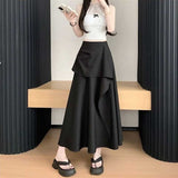 アシンメトリーフレアタックロングスカート
