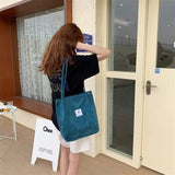 コーデュロイボタントートバッグ