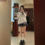 韓国風ブルーホワイトベスト制服コーデ3点SET