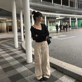 アシメボタンネックシェイプロンT