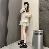 厚底ワイドメッシュスポーツサンダル