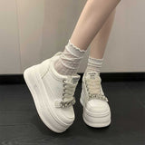 厚底ビジューレザースニーカー