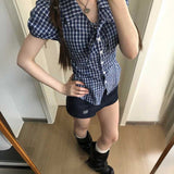 チェックパフスリーブシェイプシャツ