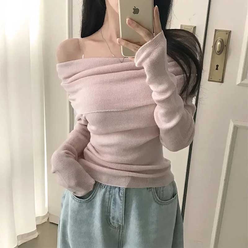 オフショルダールーズシアートップス