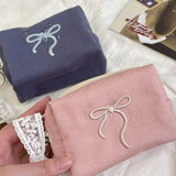 リボン刺繍スクエアメイクポーチ
