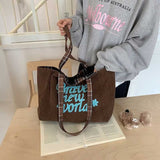 コーデュロイチェックリバーシブルトートバッグ