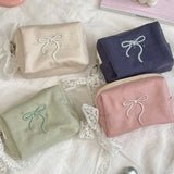 リボン刺繍スクエアメイクポーチ