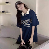 ネイビーハーフジップオーバーTシャツ