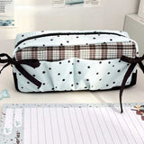 ミントギンガムスターリボンペンケース