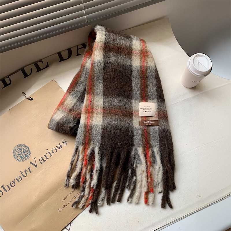 ウールタッチチェックマフラー