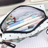 ミントギンガムスターリボンペンケース