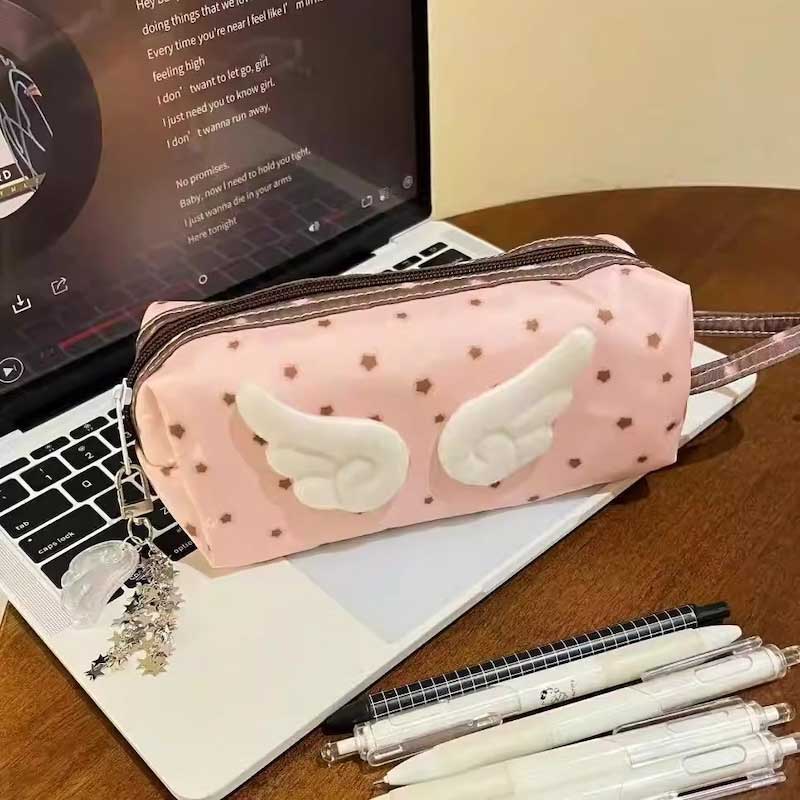 チョコピンクドットペンケース