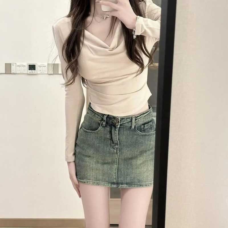 ヴィンテージタイトデニムミニスカート