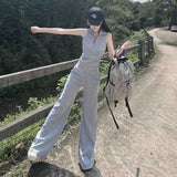 ハーフジップタンクトップ&スウェットフレアパンツSET
