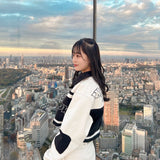 バイカラークロップドスタジャン