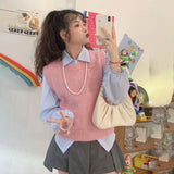 ピンクベスト＆ブルーシャツSET