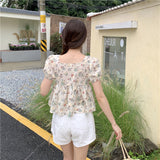 フラワーぺプラムブラウス