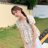 フラワーぺプラムブラウス