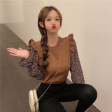 シフォンスリーブニットトップス