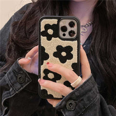 モノトーンフラワータフティングiPhoneケース